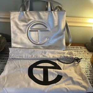 Silver Large Telfar Bag
